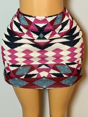 MINKPINK Geo-Pattern Pink & Black Mini Skirt